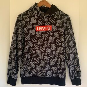 Levi’s Hoodie Black Logo Sweatshirt Long Sleeve Pullover Youth Large